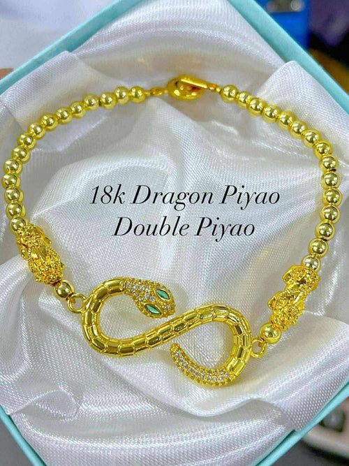 18K DOUBLE SMALL PIYAO   PAWNABLE
WITH LUCKY  CHARM AND LUCKY SNAKE CHARM
