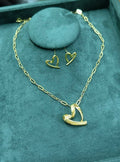 Thailand gold heart necklace  and heart earrings