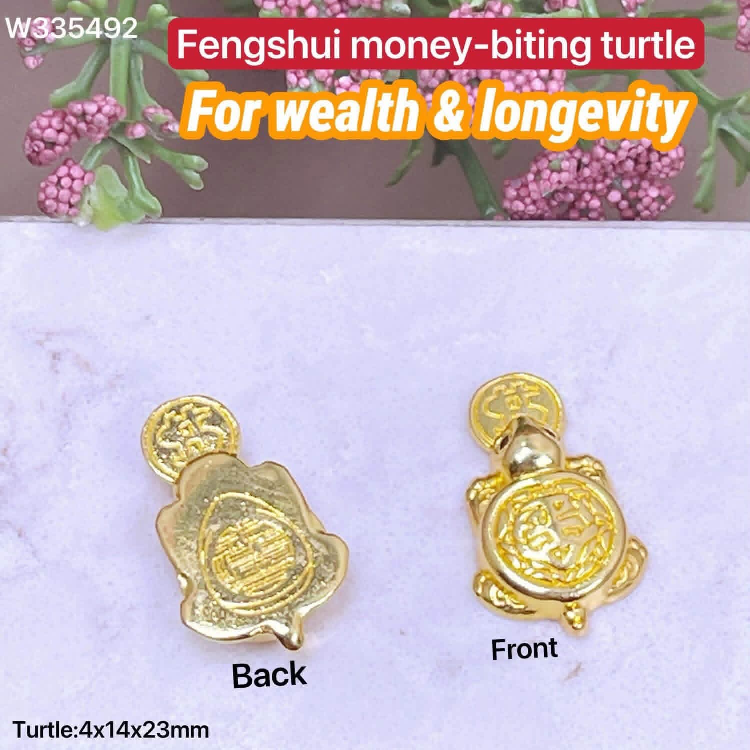 fengshui money-biting turtle mini charms for wealth and longevity