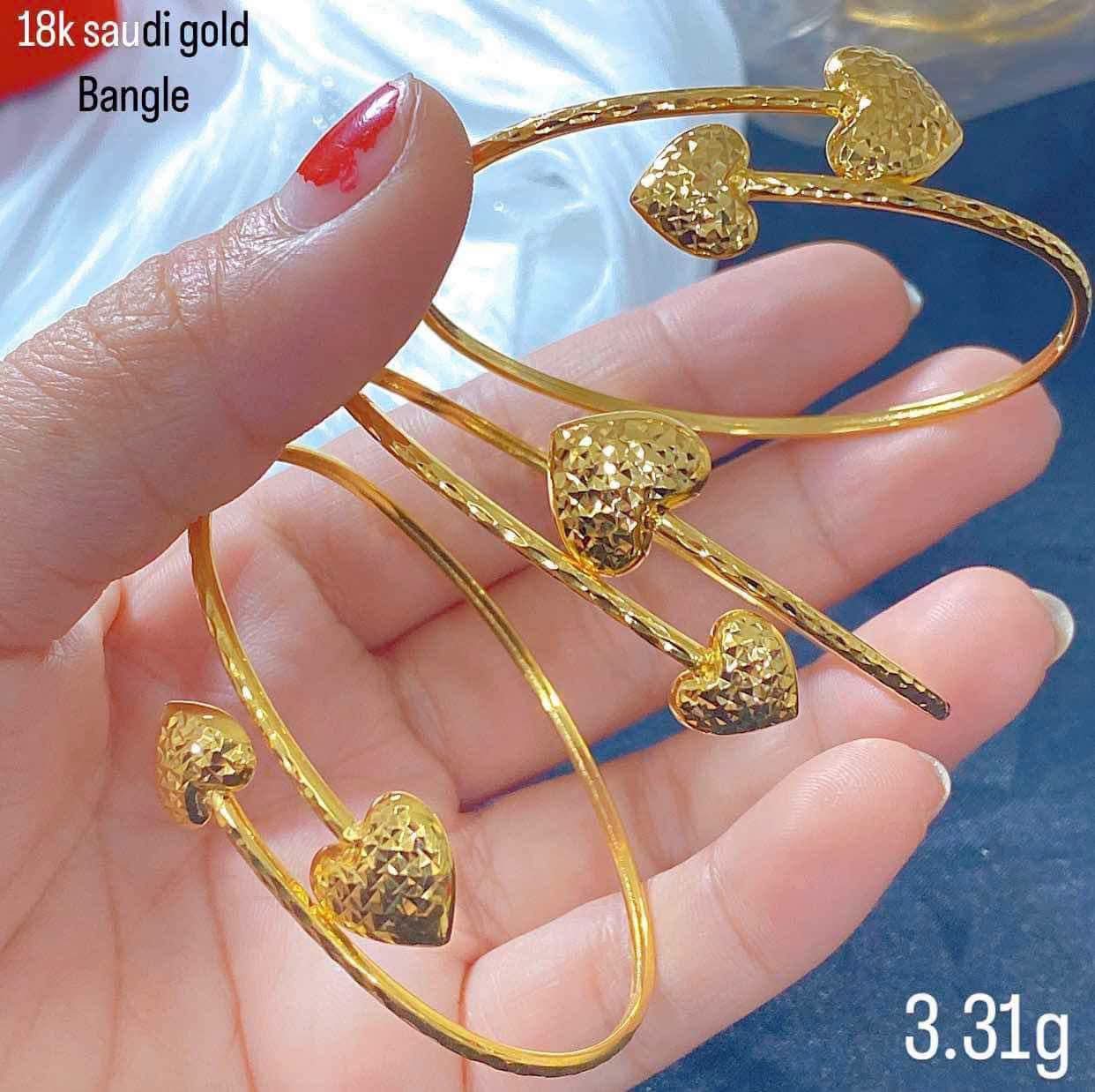 18k saudi gold heart  bangle