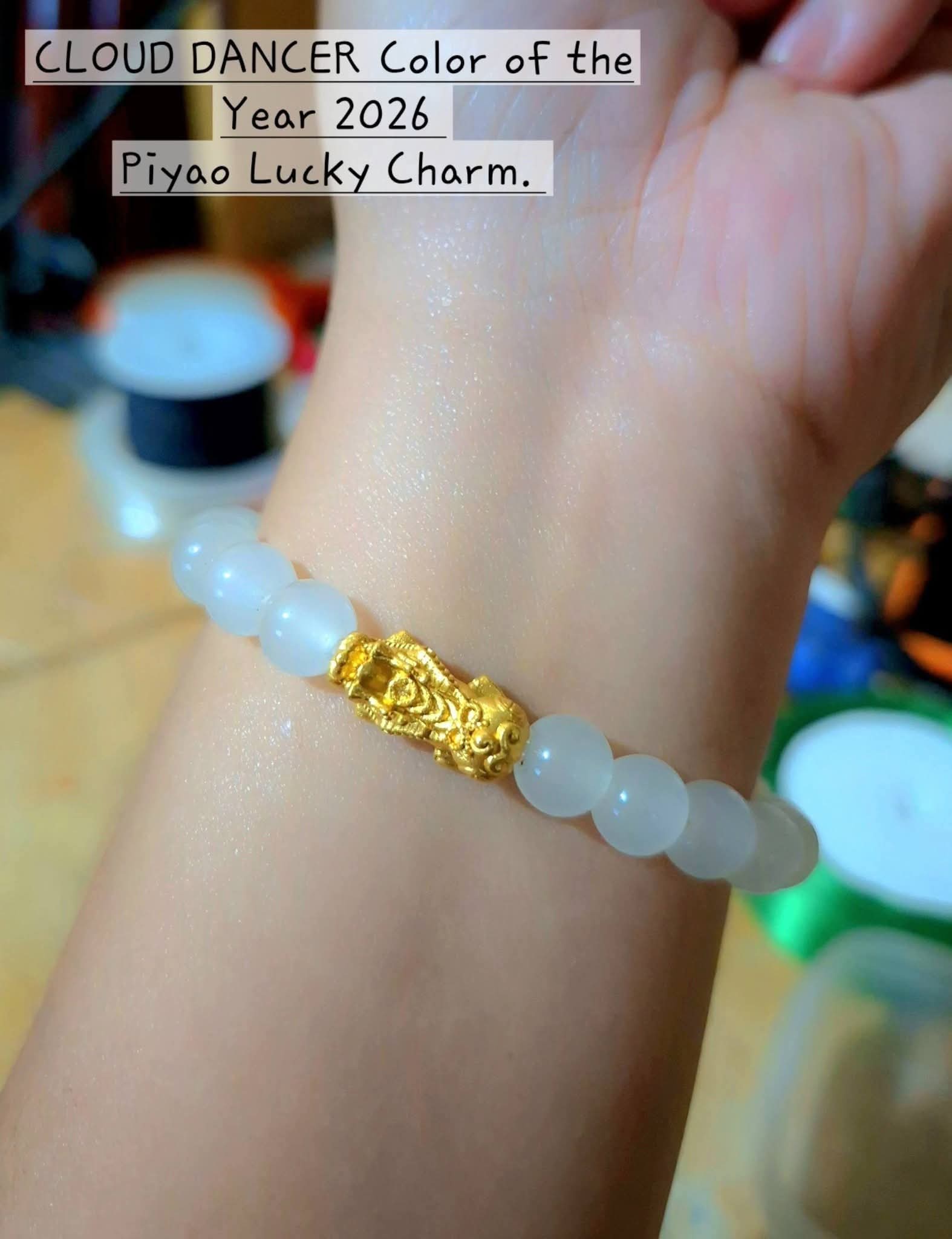 CLOUD DANCER Color of the Year 2026 Piyao Lucky Charm Bracelet. Pang regalo nyo, pang give away or pang personal used. Magsuot tyo ng gantong Lucky Charm sa pagpasok ng 2026
