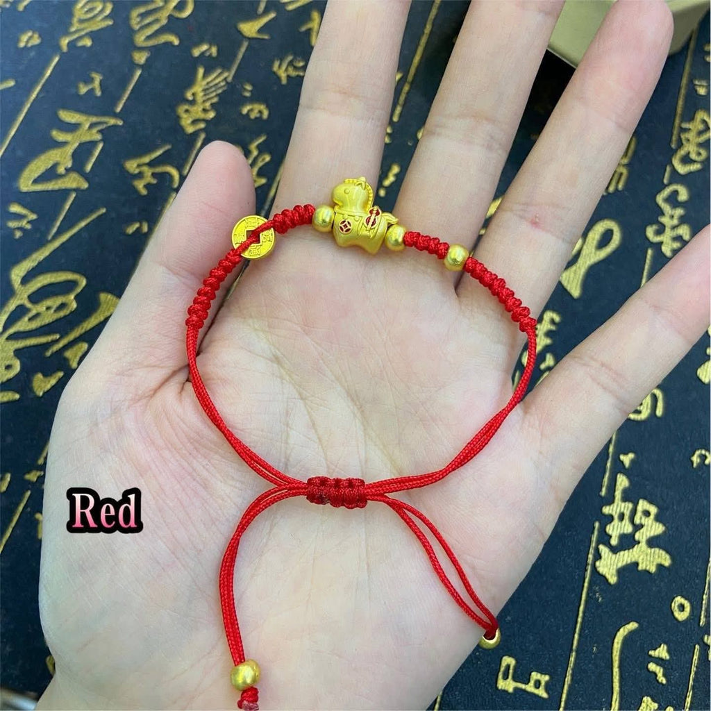 Red coin string adjustable  bracelet