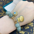 BURMA JADE & MONEY PAO with EVIL EYE OVER ALL GOOD LUCK CHARM BRACELET