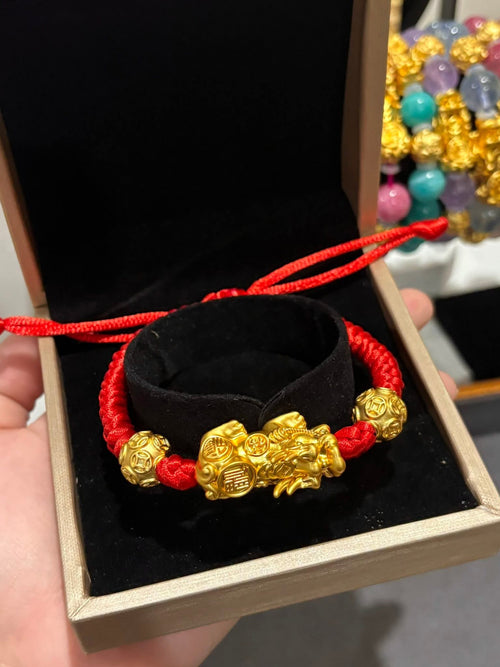 10K Gold Piyao — XL Piyao & Money Balls red string bracelet