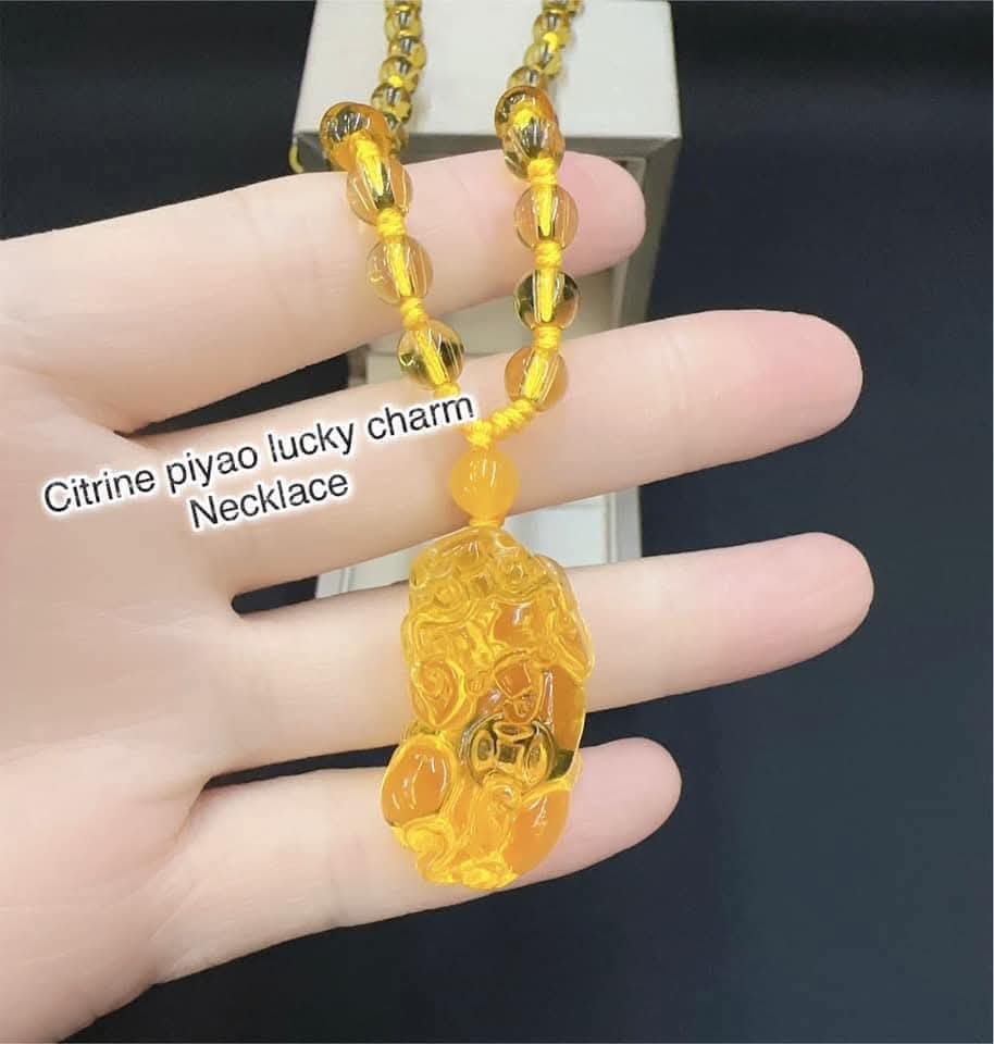 Citrine piyao lucky charm necklace