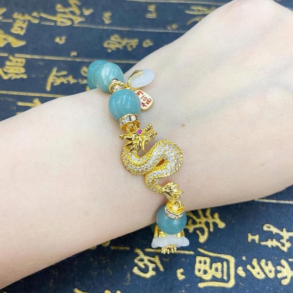 WEALTH DRAGON W/ JADE OVER ALL GOOD LUCK BRACELET