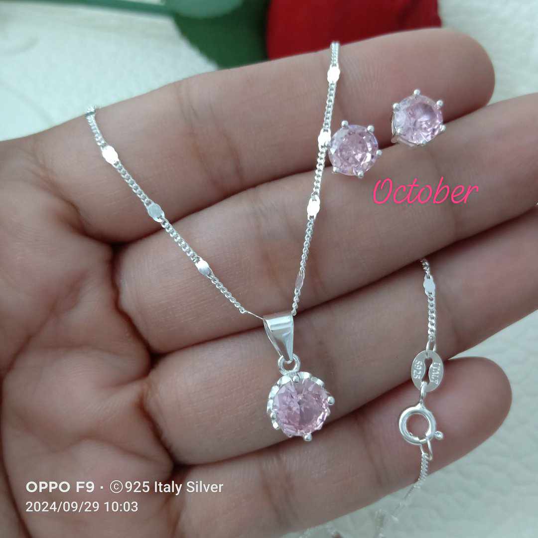 92.5 pure Italy silver October birthstone set