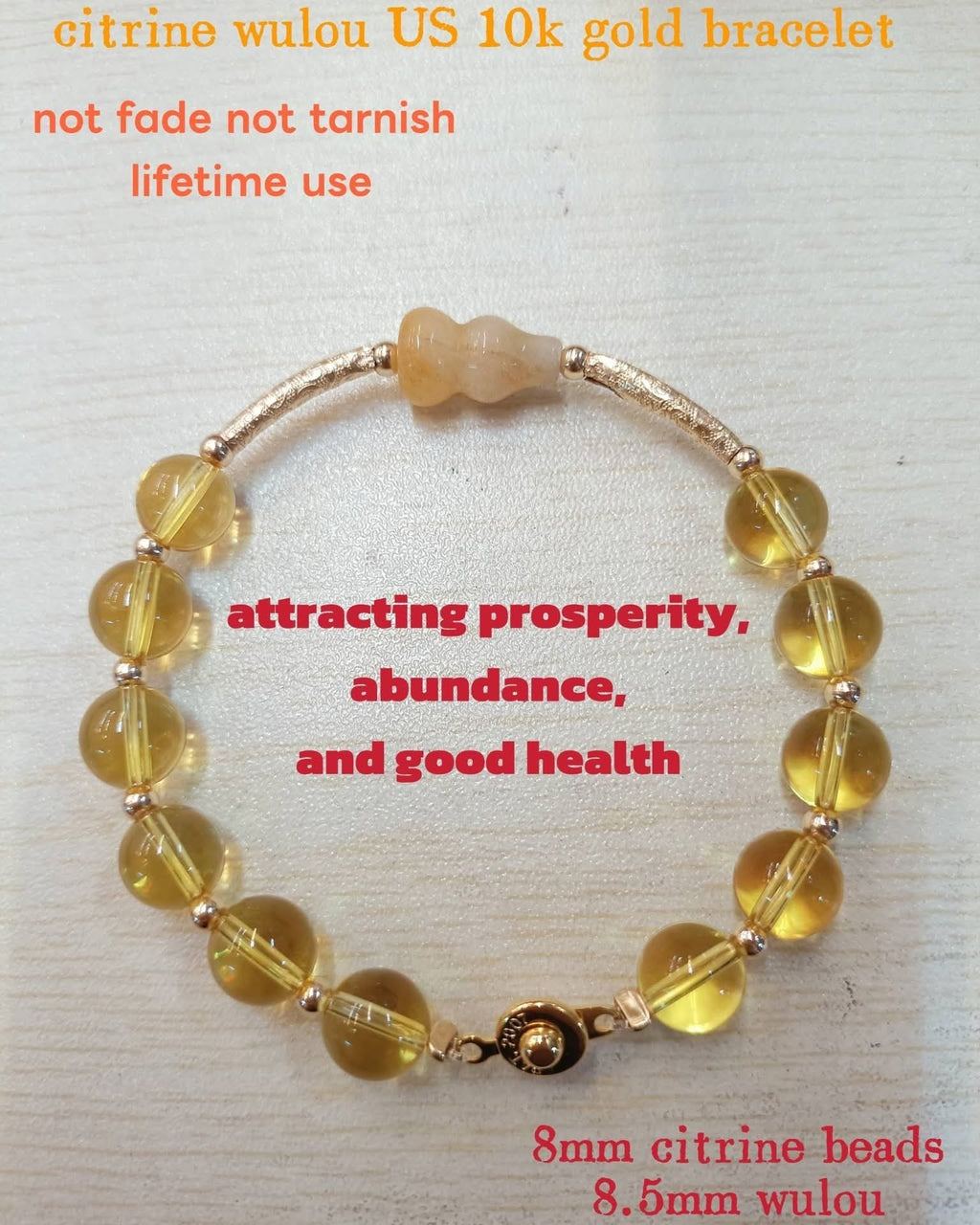 10k gold Citrine jade  bracelet