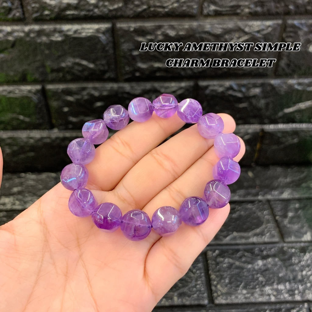 LUCKY AMETHYST SIMPLE CHARM BRACELET