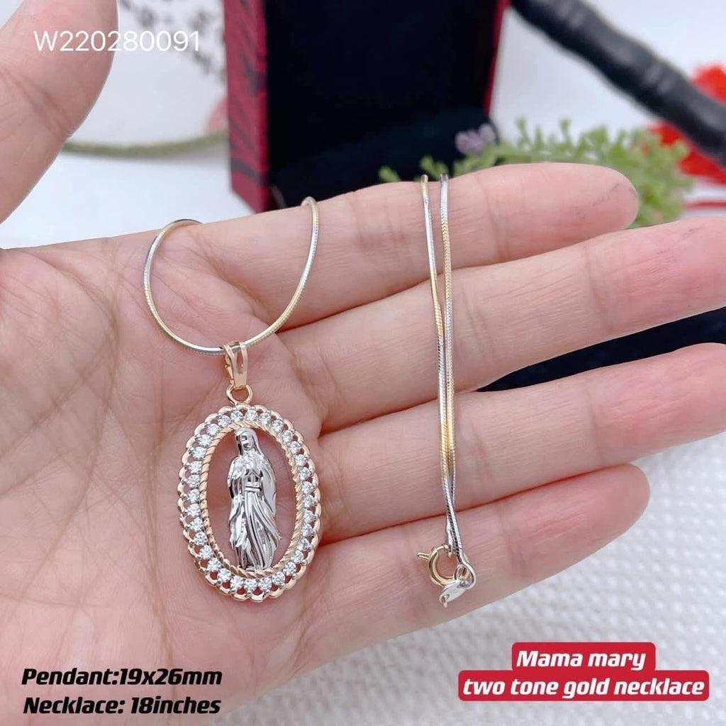 Mama mary two tone gold neckace