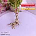 Success jumping horse lucky stainless necklace
