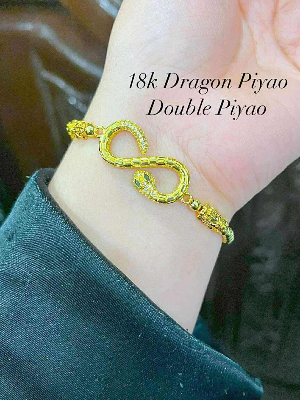 18K DOUBLE SMALL PIYAO   PAWNABLE
WITH LUCKY  CHARM AND LUCKY SNAKE CHARM
