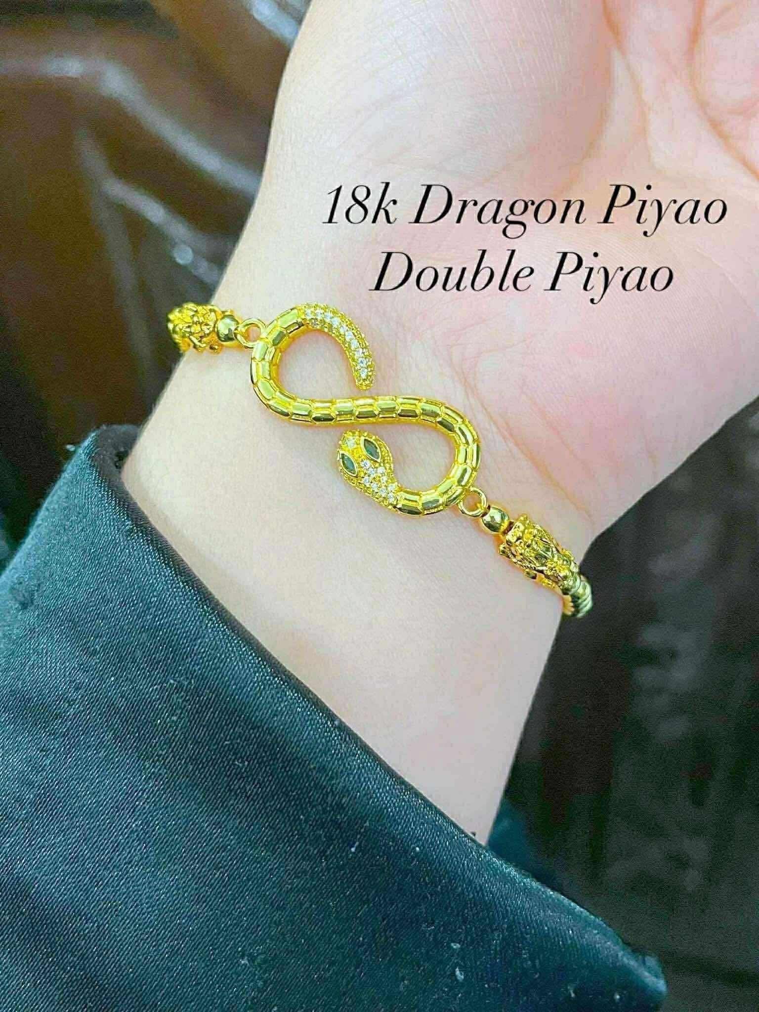 18K DOUBLE SMALL PIYAO   PAWNABLE
WITH LUCKY  CHARM AND LUCKY SNAKE CHARM