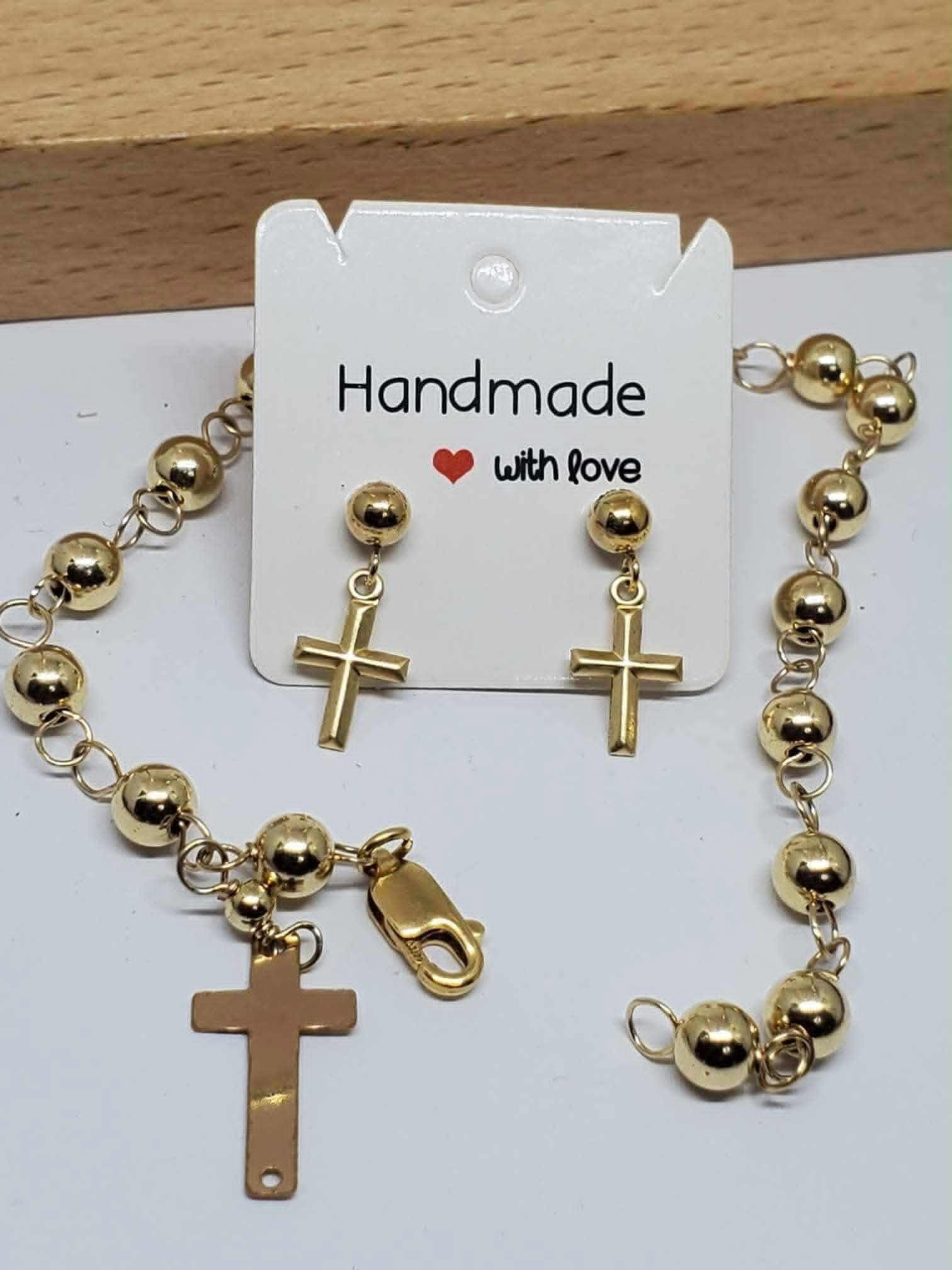 10k us gold cross earrings and bracelet