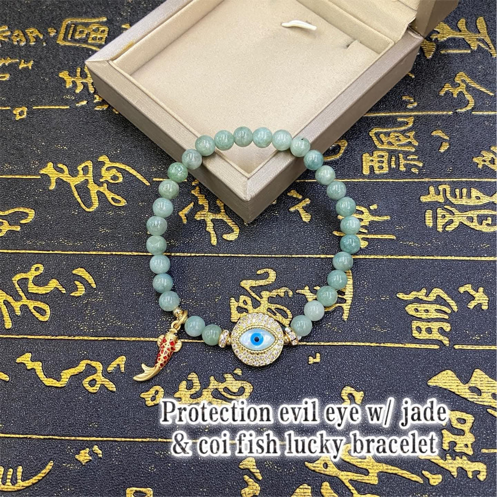 Protection evil eye w/ jade & coi fish
Lucky bracelet