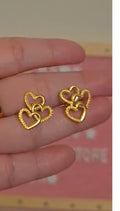 18k suadi gold heart  earrings