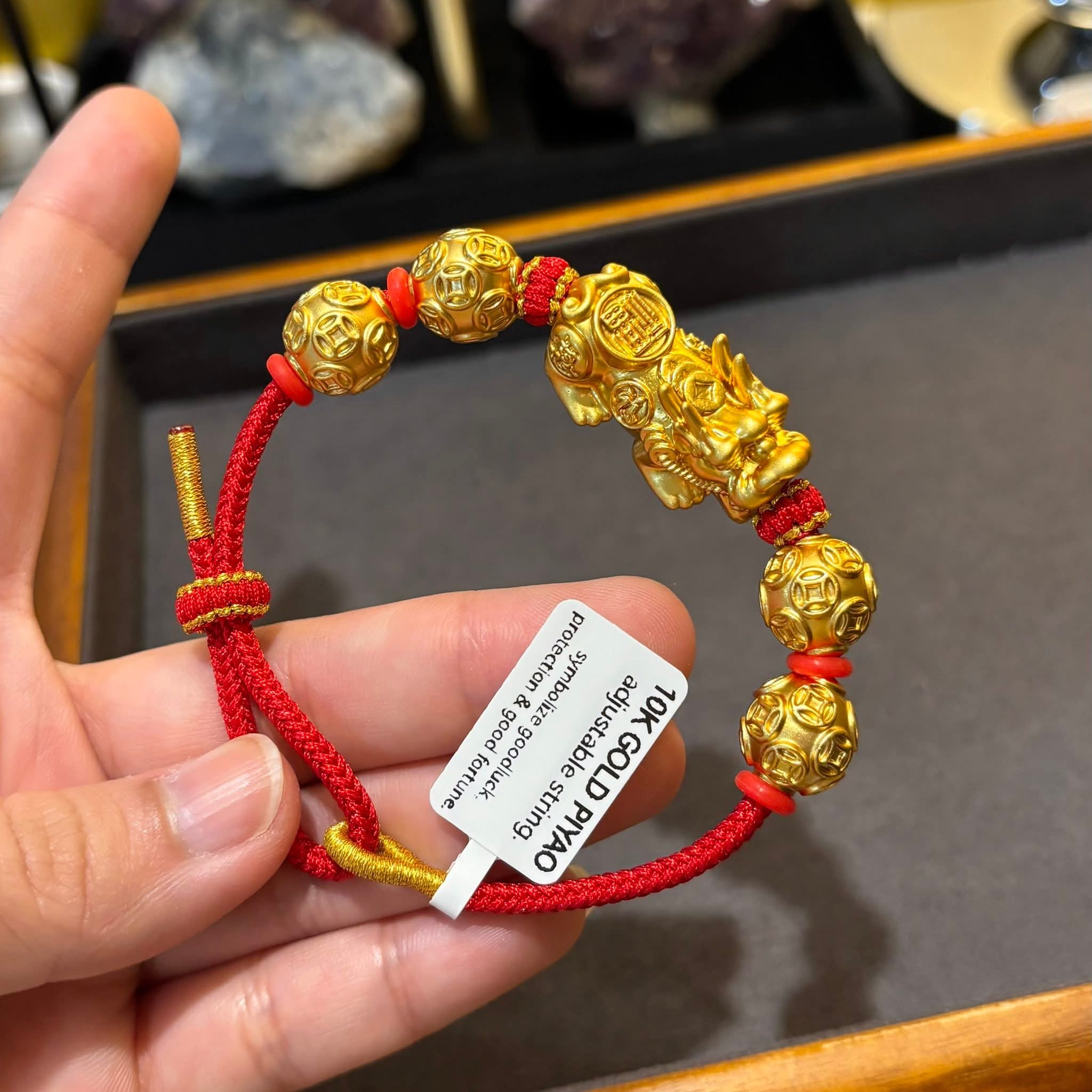 10k us gold piyao red string bracelet