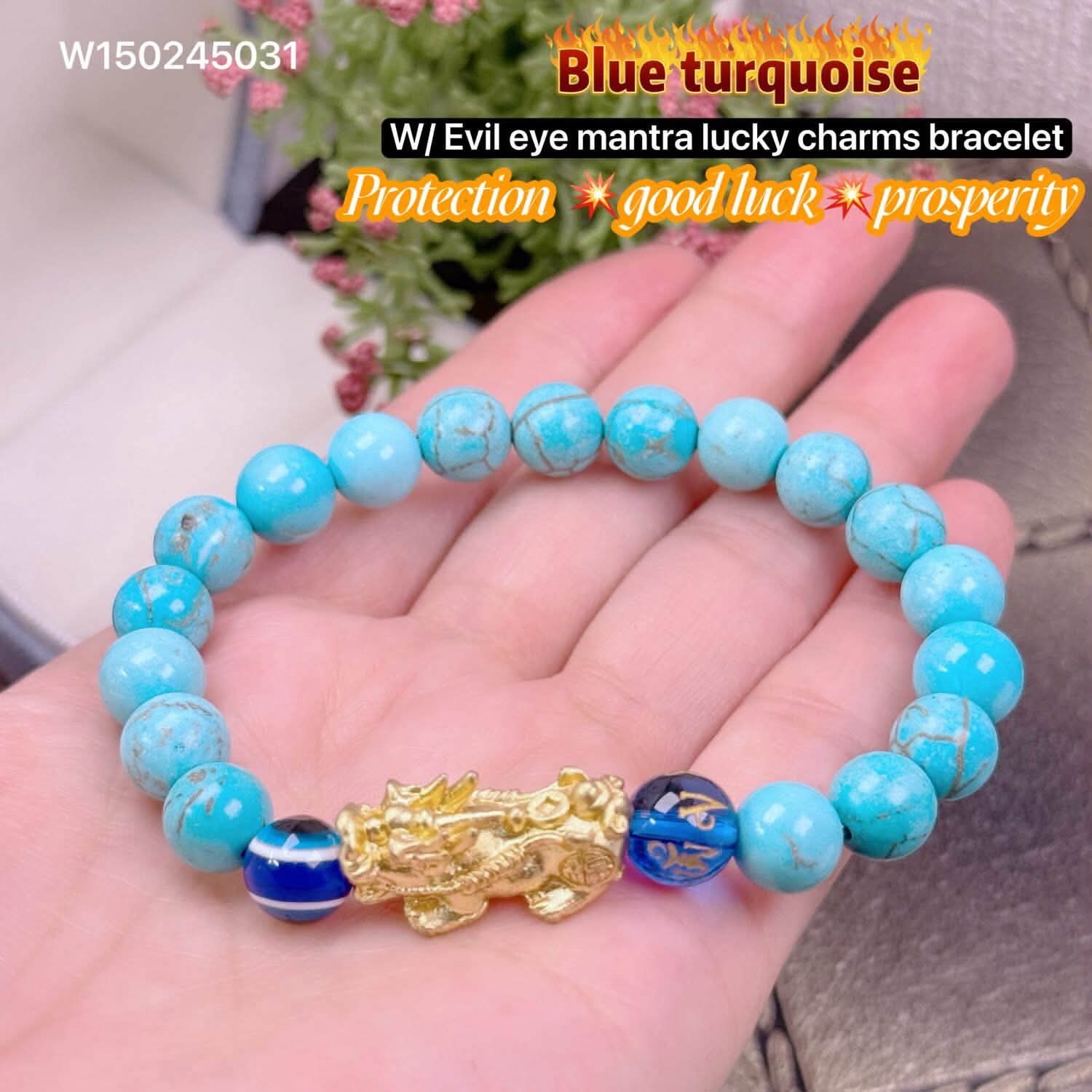 Blue Turquoise with money piyao bracelet