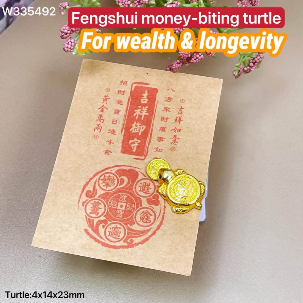 fengshui money-biting turtle mini charms for wealth and longevity