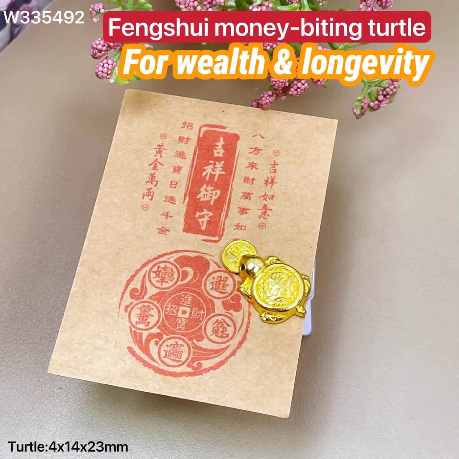 fengshui money-biting turtle mini charms for wealth and longevity